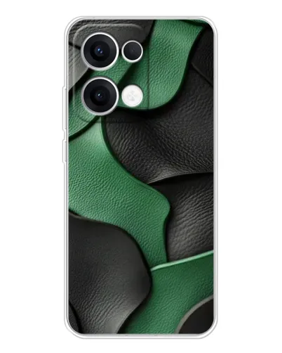 Чехол для OPPO Reno13 с картинкой «Зеленые кожаные волны»