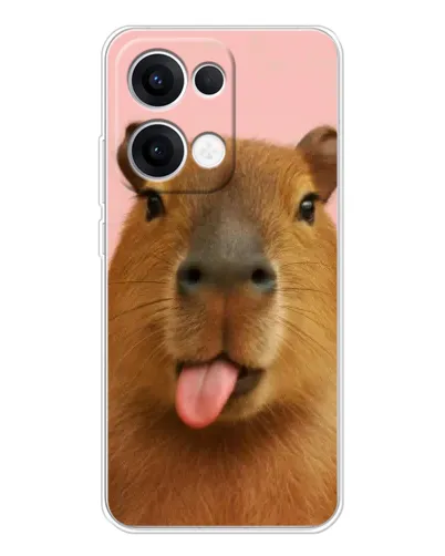 Чехол для OPPO Reno13 с картинкой «Капибара с языком»