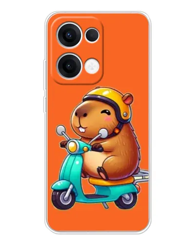 Чехол для OPPO Reno13 с картинкой «Капибара на скутере»