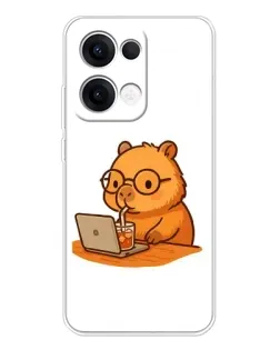 Чехол для OPPO Reno13 с картинкой «Капибара с ноутбуком» Чехол для OPPO Reno13 с картинкой «Капибара с ноутбуком»