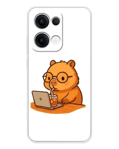 Чехол для OPPO Reno13 с картинкой «Капибара с ноутбуком»