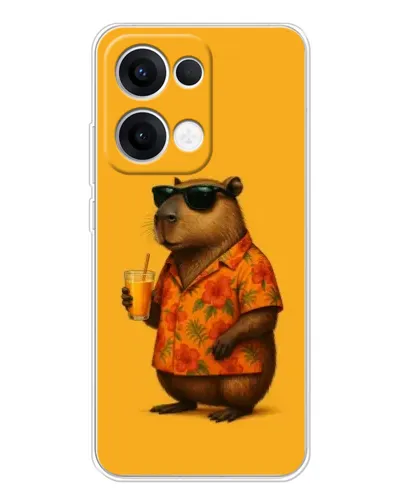Чехол для OPPO Reno13 с картинкой «Капибара на отдыхе»