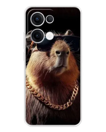 Чехол для OPPO Reno13 с картинкой «Капибара золотая цепь»