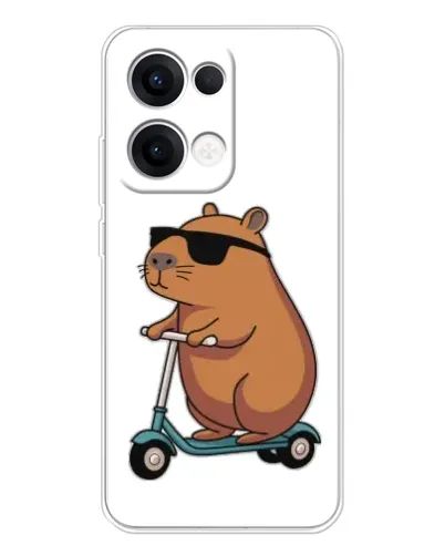 Чехол для OPPO Reno13 с картинкой «Капибара на самокате»