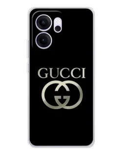 Чехол для OPPO Reno14 F с картинкой «Gucci — золото на черном»