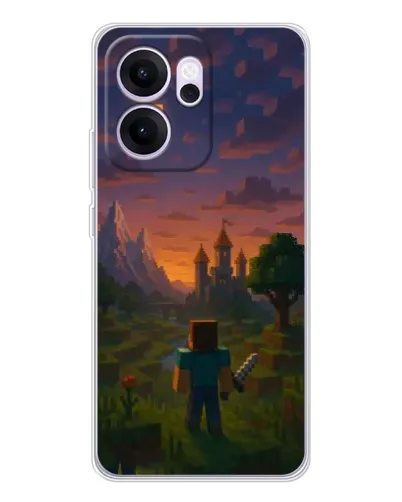 Чехол для OPPO Reno14 F с картинкой «Стив у башни» Чехол для OPPO Reno14 F с картинкой «Стив у башни»