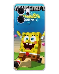 Чехол для OPPO Reno14 F с картинкой «Губка Боб Minecraft»