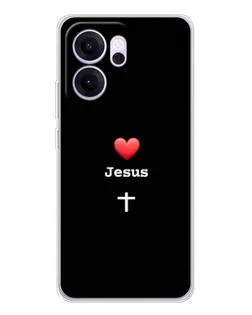 Чехол для OPPO Reno14 F с картинкой «Сердце - Jesus» Чехол для OPPO Reno14 F с картинкой «Сердце - Jesus»