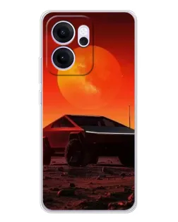 Чехол для OPPO Reno14 F с картинкой «Cybertruck на Марсе»