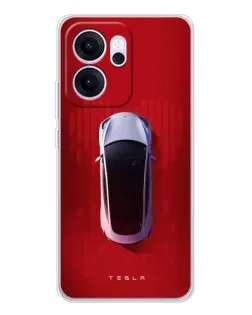 Чехол для OPPO Reno14 F с картинкой «Tesla Top View»