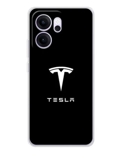 Чехол для OPPO Reno14 F с картинкой «Tesla White Logo» Чехол для OPPO Reno14 F с картинкой «Tesla White Logo»
