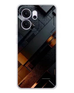 Чехол для OPPO Reno14 F с картинкой «Черные геометрические блоки»