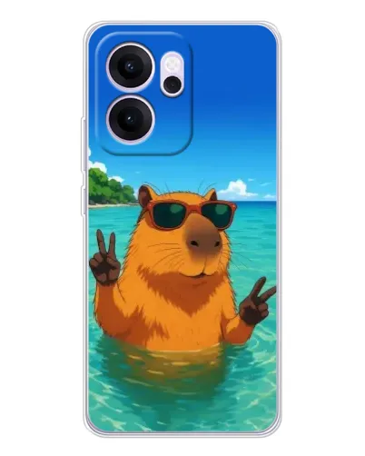 Чехол для OPPO Reno14 F с картинкой «Морская капибара»