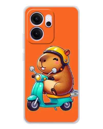 Чехол для OPPO Reno14 F с картинкой «Капибара на скутере»