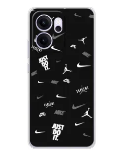 Чехол для OPPO Reno14 FS с картинкой «Nike Black Pattern»