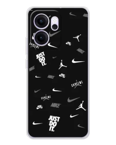 Чехол для OPPO Reno14 FS с картинкой «Nike Black Pattern»