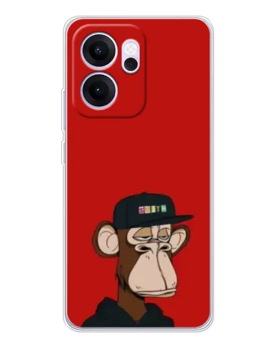 Чехол для OPPO Reno14 FS с картинкой «Bored Ape — красный фон» Чехол для OPPO Reno14 FS с картинкой «Bored Ape — красный фон»