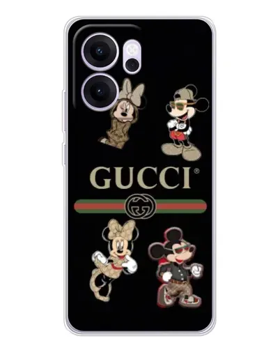 Чехол для OPPO Reno14 FS с картинкой «Gucci — герои Disney и монограмма» Чехол для OPPO Reno14 FS с картинкой «Gucci — герои Disney и монограмма»