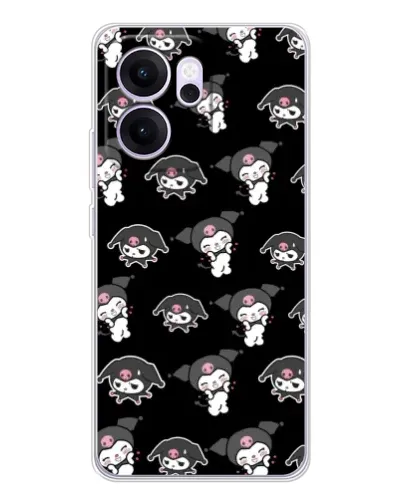 Чехол для OPPO Reno14 FS с картинкой «Черный паттерн Kuromi»
