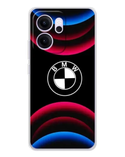 Чехол для OPPO Reno14 FS с картинкой «Логотип BMW и неоновые дуги» Чехол для OPPO Reno14 FS с картинкой «Логотип BMW и неоновые дуги»