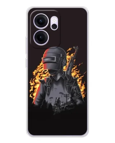 Чехол для OPPO Reno14 FS с картинкой «PUBG — огненный силуэт»