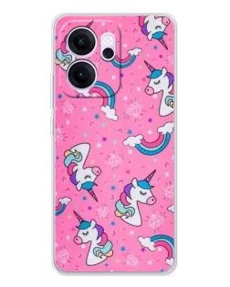Чехол для OPPO Reno14 FS с картинкой «Unicorn паттерн розовый» Чехол для OPPO Reno14 FS с картинкой «Unicorn паттерн розовый»