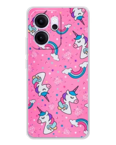 Чехол для OPPO Reno14 FS с картинкой «Unicorn паттерн розовый» Чехол для OPPO Reno14 FS с картинкой «Unicorn паттерн розовый»