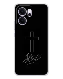 Чехол для OPPO Reno14 FS с картинкой «Графический крест Jesus» Чехол для OPPO Reno14 FS с картинкой «Графический крест Jesus»