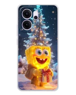Чехол для OPPO Reno14 FS с картинкой «Рождественский Спанч Боб»