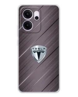 Чехол для OPPO Reno14 FS с картинкой «Металлическая текстура Tesla»