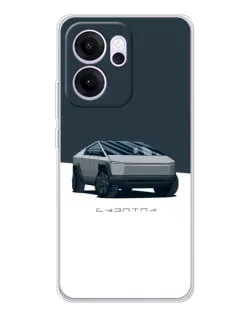 Чехол для OPPO Reno14 FS с картинкой «Серебристый Cybertruck Tesla»