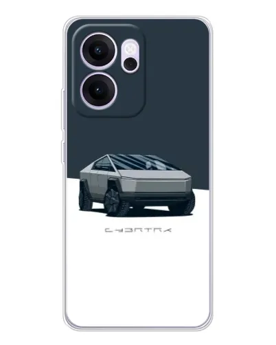 Чехол для OPPO Reno14 FS с картинкой «Серебристый Cybertruck Tesla»