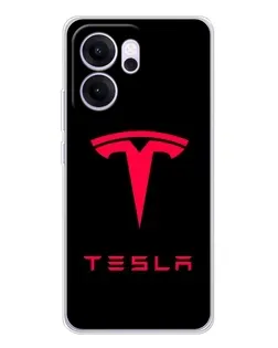 Чехол для OPPO Reno14 FS с картинкой «Tesla Red Logo»