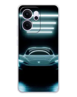 Чехол для OPPO Reno14 FS с картинкой «Tesla в неоне»