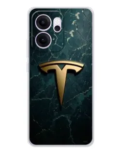 Чехол для OPPO Reno14 FS с картинкой «Мраморная Tesla Gold»