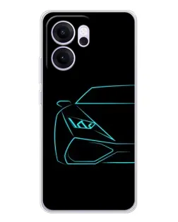 Чехол для OPPO Reno14 FS с картинкой «Голубой силуэт Lamborghini»