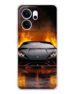 Чехол для OPPO Reno14 FS с картинкой «Lamborghini в огне»