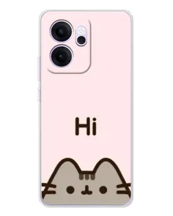 Чехол для OPPO Reno14 FS с картинкой «Пушин говорит Hi»