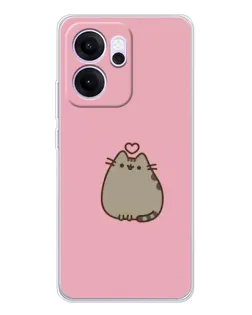 Чехол для OPPO Reno14 FS с картинкой «Pusheen сердце»