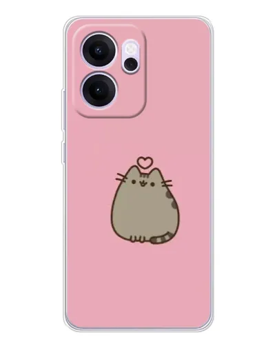 Чехол для OPPO Reno14 FS с картинкой «Pusheen сердце»