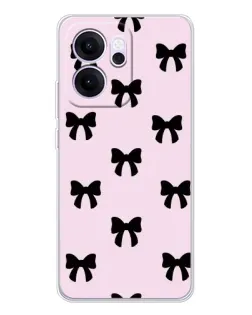 Чехол для OPPO Reno14 FS с картинкой «Черные банты Coquette»