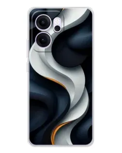 Чехол для OPPO Reno14 FS с картинкой «Объемные черно-белые ленты» Чехол для OPPO Reno14 FS с картинкой «Объемные черно-белые ленты»