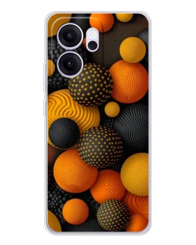 Чехол для OPPO Reno14 FS с картинкой «Объемные оранжевые сферы» Чехол для OPPO Reno14 FS с картинкой «Объемные оранжевые сферы»