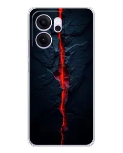 Чехол для OPPO Reno14 FS с картинкой «Kрасная лавовая трещина»