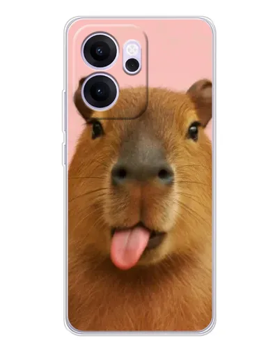 Чехол для OPPO Reno14 FS с картинкой «Капибара с языком»