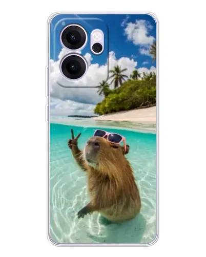 Чехол для OPPO Reno14 FS с картинкой «Капибара на море»