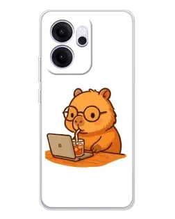 Чехол для OPPO Reno14 FS с картинкой «Капибара с ноутбуком» Чехол для OPPO Reno14 FS с картинкой «Капибара с ноутбуком»