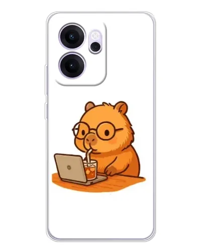 Чехол для OPPO Reno14 FS с картинкой «Капибара с ноутбуком»