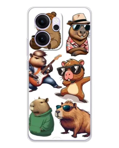 Чехол для OPPO Reno14 FS с картинкой «Крутые капибары музыканты»