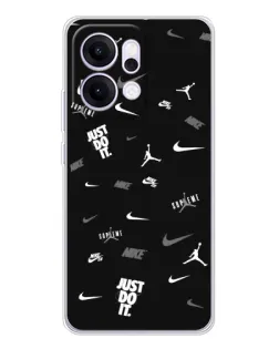 Чехол для OPPO Reno14 Pro с картинкой «Nike Black Pattern»